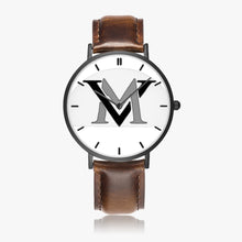 Load image into Gallery viewer, MyVybz Ultra-Thin Leather Strap Quartz Watch (Black With Indicators)