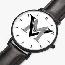 Load image into Gallery viewer, MyVybz Ultra-Thin Leather Strap Quartz Watch (Black With Indicators)