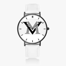 Load image into Gallery viewer, MyVybz Ultra-Thin Leather Strap Quartz Watch (Black With Indicators)