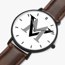 Load image into Gallery viewer, MyVybz Ultra-Thin Leather Strap Quartz Watch (Black With Indicators)