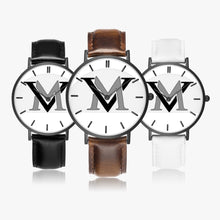 Load image into Gallery viewer, MyVybz Ultra-Thin Leather Strap Quartz Watch (Black With Indicators)